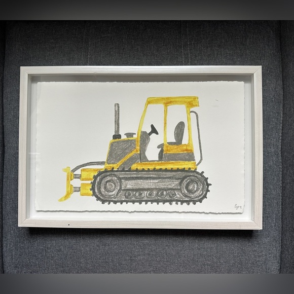Bulldozer Print Marmont Hill Art Collective 12X18 Framed Kids Room - See Notes - Picture 1 of 8